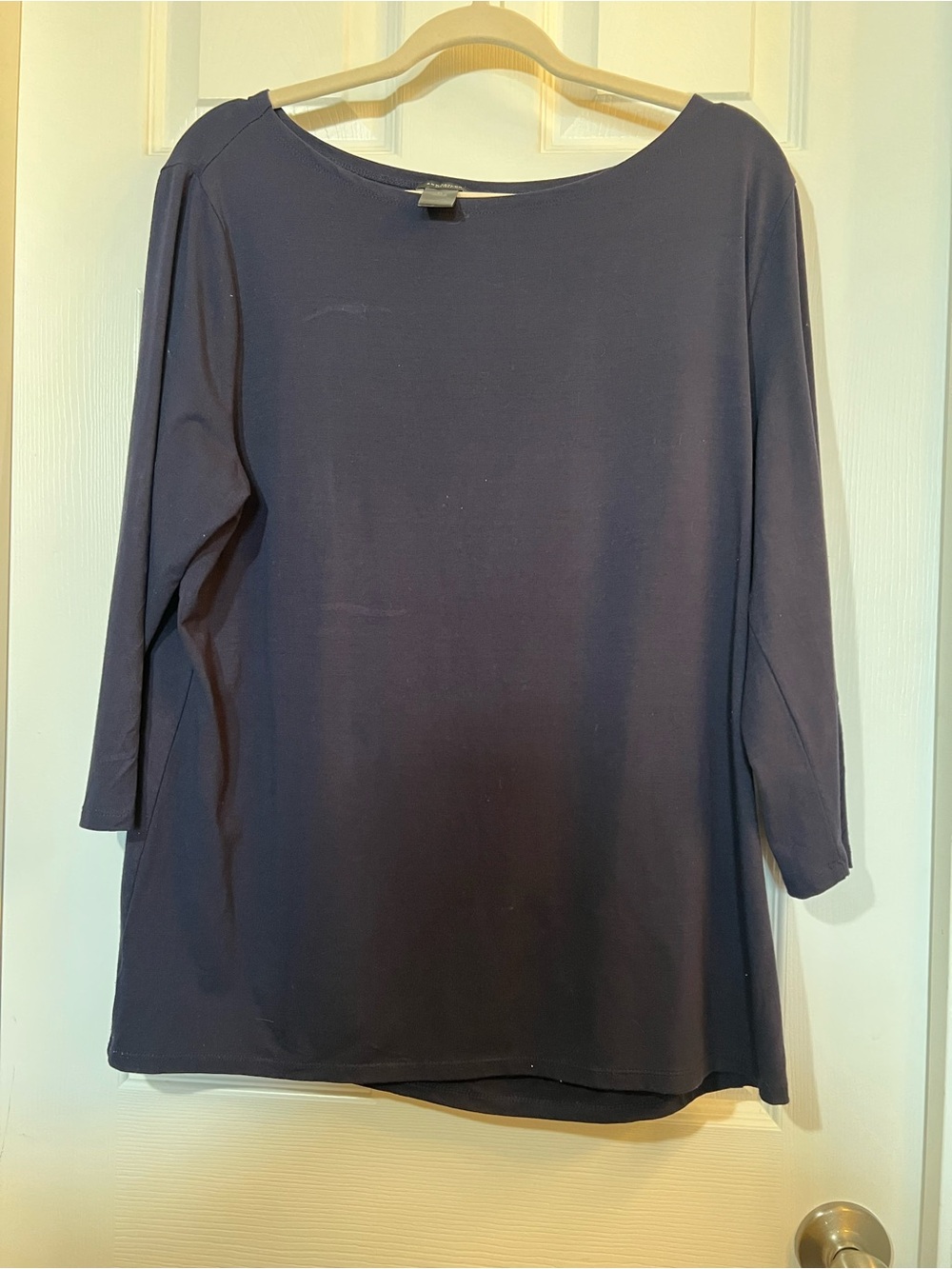 🦋 Ann Taylor Factory Navy 3/4  Sleeve Boatneck Top  size xlarge